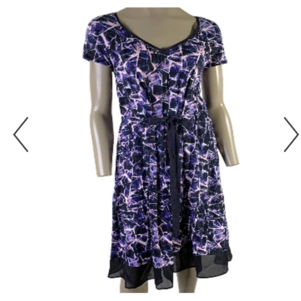 Simply Vera Vera Wang Tie Waist Pattern Dress XS